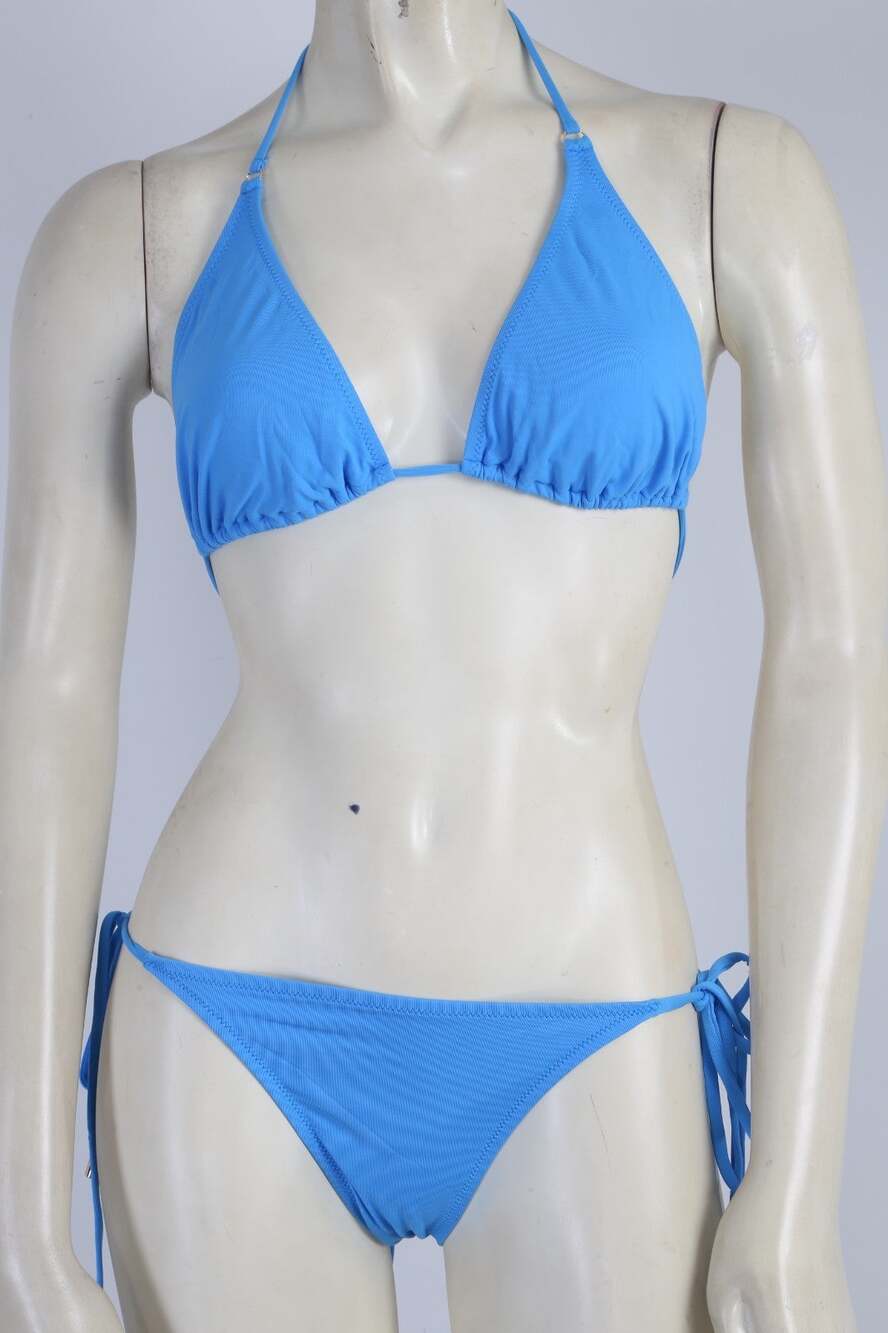 Melissa Odabash Blue Triangle Tie Side Bikini Set Swim Suit Size 42
